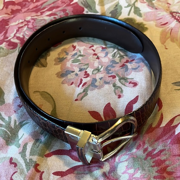 RALPH LAUREN sz Medium Reptile Embossed Leather Belt Width 1.5" Elegant Classic - Picture 8 of 16